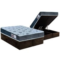 Cama Box Baú Queen: Colchão Espuma D45 Orthoflex  / EP Cecina + Base CRC Suede Brown(158x198)