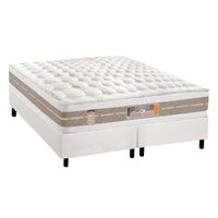 Cama Box Queen: Colchão Molas Castor Pocket Silver Star Air Double Face + Base CRC Courano White(158x198)