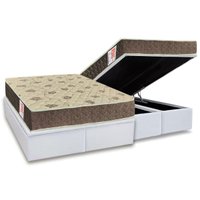 Cama Box Baú Queen: Colchão Espuma Orthoflex D33 Comfortpedic Line + Base CRC Courano White(158x198)