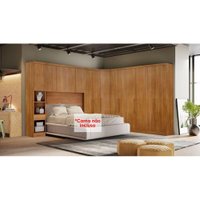 Quarto Modulado Rizon 5 Peças (1 Armário Ponte + 1 Closet + 2 Guarda Roupas + 1 Complemento) QC201 Freijo Cumaru