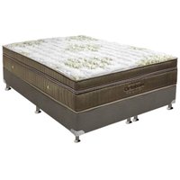 Cama Box Casal: Colchão Molas Ortobom SuperPocket Gold Ultragel + Base CRC Suede Cinza(138x188)