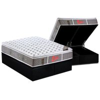 Cama Box Baú Queen: Colchão Molas Castor Pocket Light Stress Oxygen New + Base CRC Courano Black(158x198)