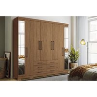Guarda Roupa Casal 8 Portas e 6 Gavetas c/ Espelho e Pés Master 8.6 Jatoba - Santos Andirá