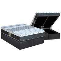 Cama Box Baú Queen: Colchão Molas Castor Bonnel System Class One Face + Base CRC Suede Grey(158x198)