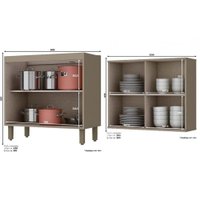 Kit de Cozinha Modulada 14 Peças Connect 1 (5 Armários + 4 Balcões + 1 Paneleiro + 4 Complementos) C14P04 Duna/Cristal