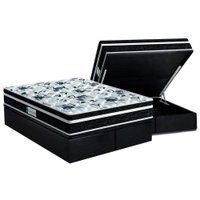 Cama Box Baú Queen: Colchão Ortopédico Probel D28 / EP ProDormir Advanced Tech1000 Plus + Base CRC Suede Gray(158x198)