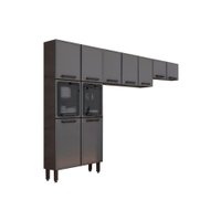 Kit de Cozinha Modulada 3 Peças Estilo  (2 Armários + 1 Paneleiro) CPT90 Cinza/Grafite - Bertolini