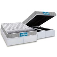 Cama Box Baú Queen: Colchão Espuma D45 Probel  / EP Guarda Costas PróExtreme + Base CRC Courano White(158x198)