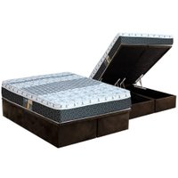 Cama Box Baú King: Colchão Molas Castor Bonnel System Class One Face + Base CRC Suede Brown(193x203)