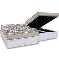 Cama Box Baú Queen: Colchão Espuma Ortobom D26 Physical Ultra Resistente + Base CRC Courano White(158x198)