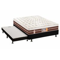 Cama Box c/Auxiliar Casal: Colchão Castor Pocket Silver Star Air Híbrido + Base CRC Courano Black(138x188)