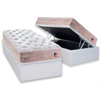 Cama Box Baú Solteiro: Colchão Molas MasterPocket Ensacadas Sealy   Miami + Base CRC Courano White(88x188)