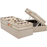 Cama Box Baú Solteiro: Colchão Ortopédico Polar D28 / EP Orthoface Firme + Base CRC Suede Clean(88x188)