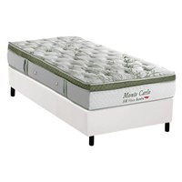 Cama Box Solteiro: Colchão Molas MasterPocket Ensacadas Herval   Monte Carlo HR Visco + Base CRC Courano Branco(88x188)
