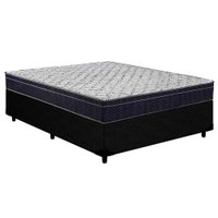 Cama Box Casal: Colchão Anatômico Ortobom D45/EP Airtech 150 Ortopilow + Base CRC Courano Black(138x188)