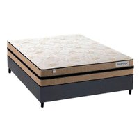 Cama Box Casal: Colchão Molas Plumatex MasterPocket Ensacadas Smart Milano + Base CRC Courano Cinza(138x188)