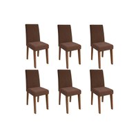 Kit 6 Cadeiras Sala Jantar Milena  6 Un Savana/Suede Chocolate - Cimol