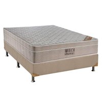 Cama Box Casal: Colchão Molas Ensacadas Ortobom SuperPocket Fort Airtech Spring + Base CRC Suede White(138x188)