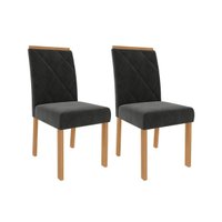 Kit 2 Cadeiras Sala Jantar Fernanda Madeira 2 Un Madeira/Suede Chumbo - Cimol