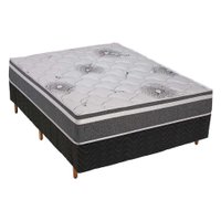 Cama Box Casal: Colchão Espuma D33 Polar Pérola Premium + Base CRC Rústico Gray(138x188)