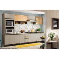 Cozinha Completa Connect 10 Peças (3 Armários + 3 Balcões + 1 Paneleiro + 3 Complementos) C10P02 Duna/Cristal - Henn