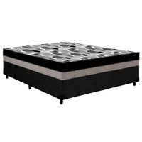 Cama Box Casal: Colchão Anatômico Ortobom D33/EP  ISO 100 Double Face + Base CRC Courano Black(138x188x20)