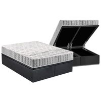 Cama Box Baú Queen: Colchão Espuma D33 Anjos Orthosono + Base CRC Suede Gray(158x198)