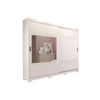 Guarda Roupas 2 Portas de Correr  e 4 Gavetas c/ 1 Espelho e Pés Blumenau Branco - Panan