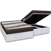 Cama Box Baú Queen: Colchão Ortopédico Ortobom Light + Base CRC Courano White(158x198)
