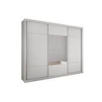Guarda Roupas 3 Portas de Correr    e 4 Gavetas c/ Espelho Arezzo Plus Branco - Novo Horizonte