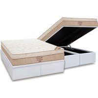 Cama Box Baú Queen: Colchão Molas Ortobom Nanolastic Elegant  + Base CRC Courano White(158x198)