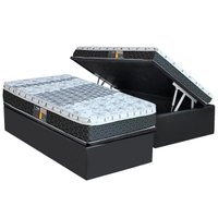 Cama Box Baú Solteiro: Colchão Molas Bonnel Castor System Class One Face + Base CRC Suede Grey(88x188)
