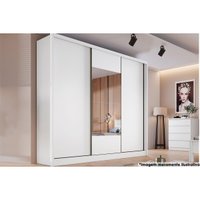Guarda Roupas 3 Portas de Correr    e 6 Gavetas c/ Espelho Arezzo Plus Branco - Novo Horizonte