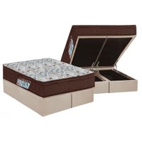 Cama Box Baú Queen: Colchão Anatômico Ortobom D45 / EP ISO 150 Mega Firme + Base CRC Suede Clean(158x198)