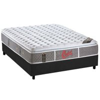 Cama Box Casal: Colchão Molas Castor Pocket Light Stress Oxygen New One Face + Base CRC Suede Cinza(138x188)