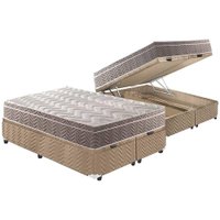 Cama Box Baú Queen: Colchão Anatômico Paropas D33 / EP Confort Ultra Firme + Base CRC Suede Clean(158x198)