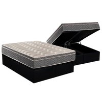 Cama Box Baú Queen: Colchão Espuma D45 Paropas  / EP Confort Mega Firme + Base CRC Suede Black(158x198)