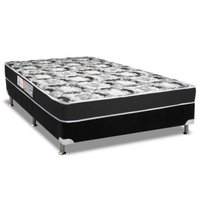 Cama Box Casal: Colchão Espuma Luckspuma D28 Celebrity + Base CRC Suede Black(138x188)