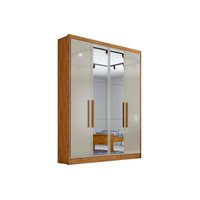 Guarda Roupa Casal 4 Portas e 3 Gavetas c/ Epelho Moderni Plus Freijó/FendiOff - Novo Horizonte