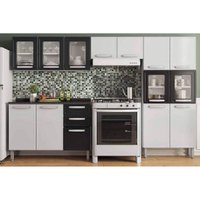 Cozinha Completa Evidence 4 Peças (2 Armários + 1 Balcão + 1 Paneleiro) C4P57 Branco/Preto - Bertolini