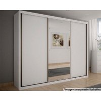 Guarda Roupas 3 Portas de Correr e 6 Gavetas c/ Espelho Paradizzo Gold Branco - Novo Horizonte