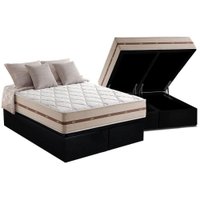 Cama Box Baú Queen: Colchão Molas Anjos MasterPocket Ensacadas Classic + Base CRC Suede Black(158x198)