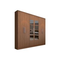 Guarda Roupa Casal 6 Portas e 3 Gavetas c/ Espelho PH1127 Nogueira - Herval