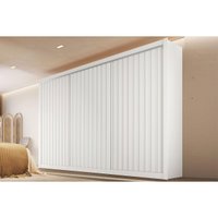 Guarda Roupas 3 Portas de Correr  Ripada e 6 Gavetas York Branco Acetinado - Europa