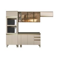Kit de Cozinha Modulada 6 Peças Connect  (1 Armário + 1 Balcão + 1 Paneleiro + 3 Complementos) C6P04 Duna/Cristal - Henn