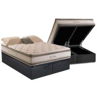 Cama Box Baú King: Colchão Molas Herval ConfortClass Big Class DF + Base CRC Suede Gray(193x203)