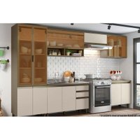 Kit de Cozinha Completa 8 Peças Connect  (4 Armários + 2 Balcões + 2 Complementos) C8P10 Duna/Cristal - Henn