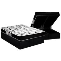 Cama Box Baú Queen: Colchão Espuma D45 Luckspuma Gran Luck + Base CRC Suede Black(158x198)
