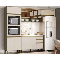 Cozinha Completa Connect (2 Aéreos, 1 Balcão, 1 Paneleiro) 4 Peças Duna/Cristal - Henn