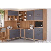 Cozinha Completa Eloise 11 Peças (3Aéros+3Balcões+1Paneleiro+4Complemento) CZ030 Freijo/Titanium - MGM